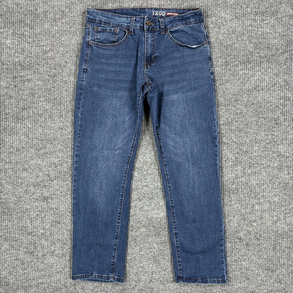 IZOD Jeans Mens 32x29 Blue Wash Regular Fit Straight Comfort Stretch Denim